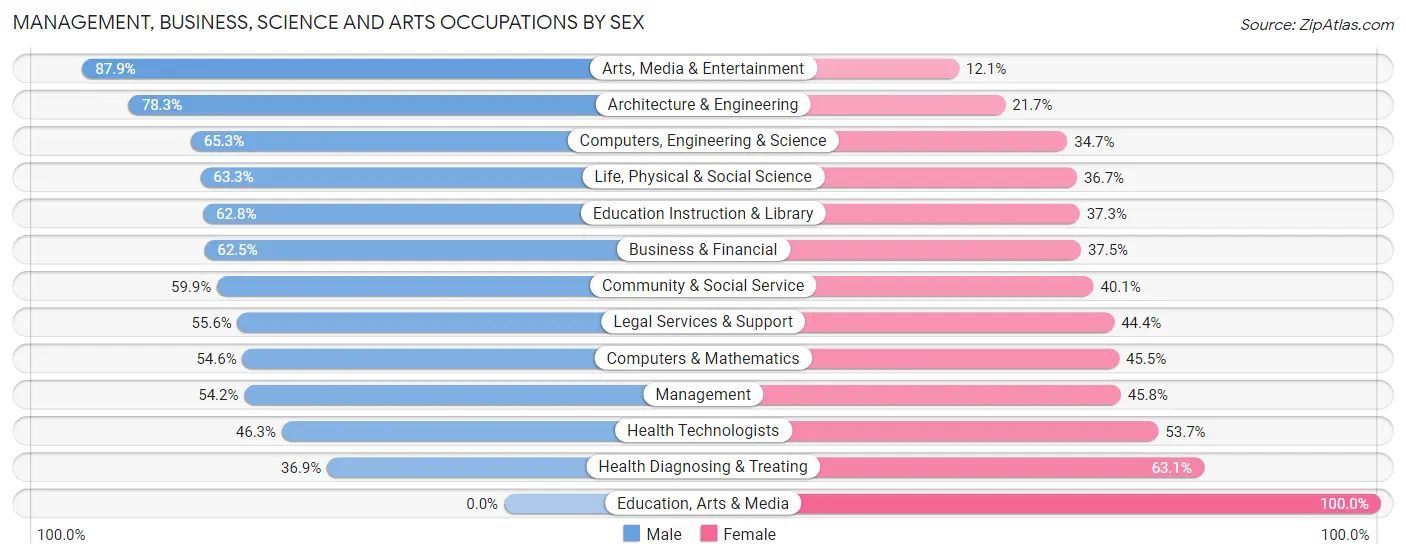 Management, Business, Science and Arts Occupations by Sex in Zip Code 81432