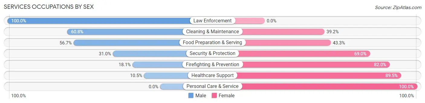 Services Occupations by Sex in Zip Code 81520