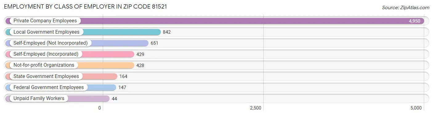 Employment by Class of Employer in Zip Code 81521