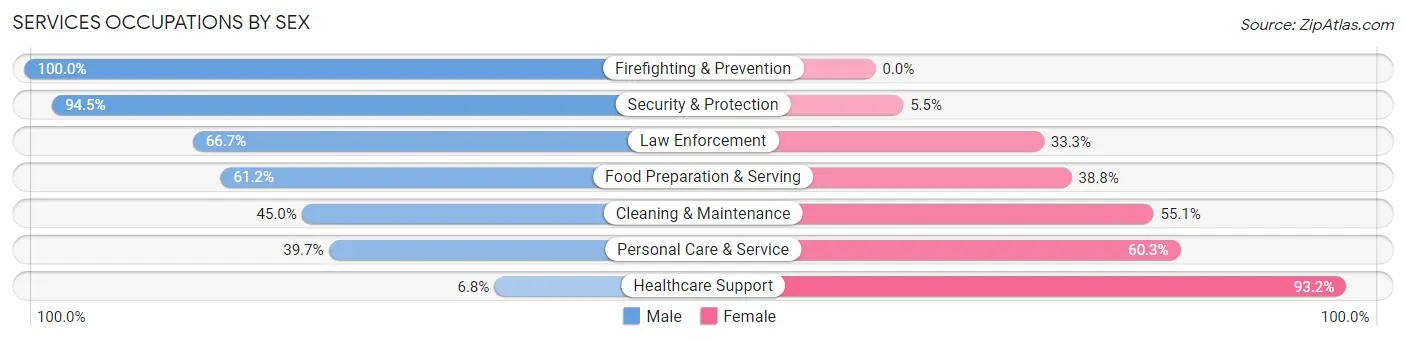 Services Occupations by Sex in Zip Code 81601