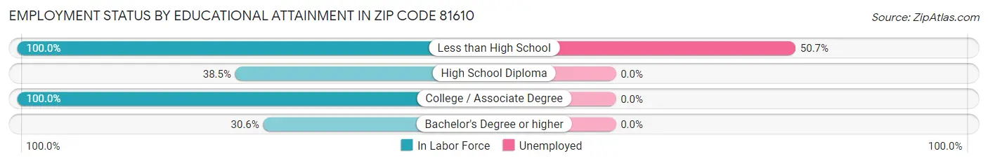 Employment Status by Educational Attainment in Zip Code 81610