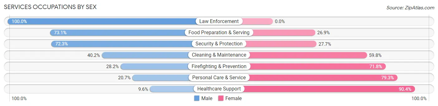 Services Occupations by Sex in Zip Code 81625