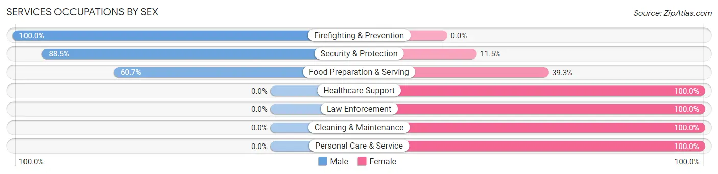 Services Occupations by Sex in Zip Code 81639