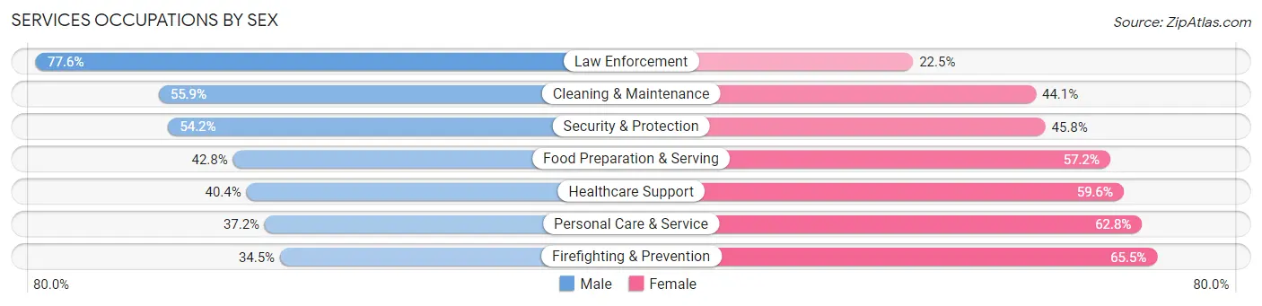 Services Occupations by Sex in Zip Code 82072