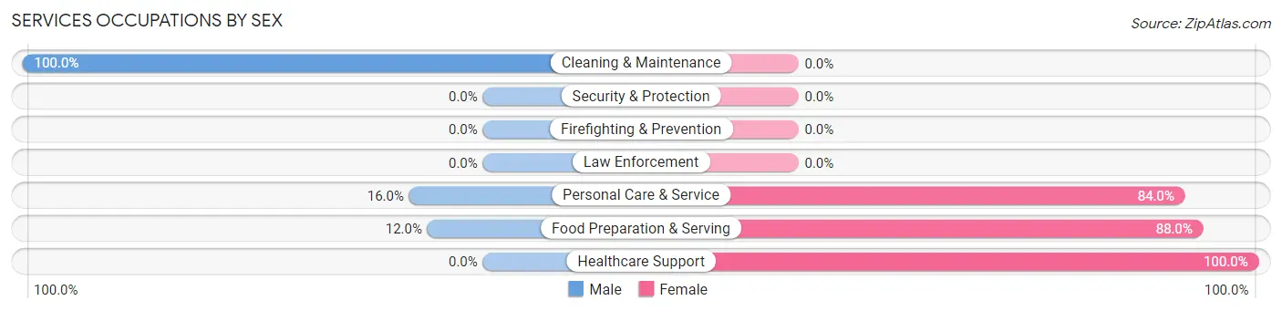 Services Occupations by Sex in Zip Code 82082