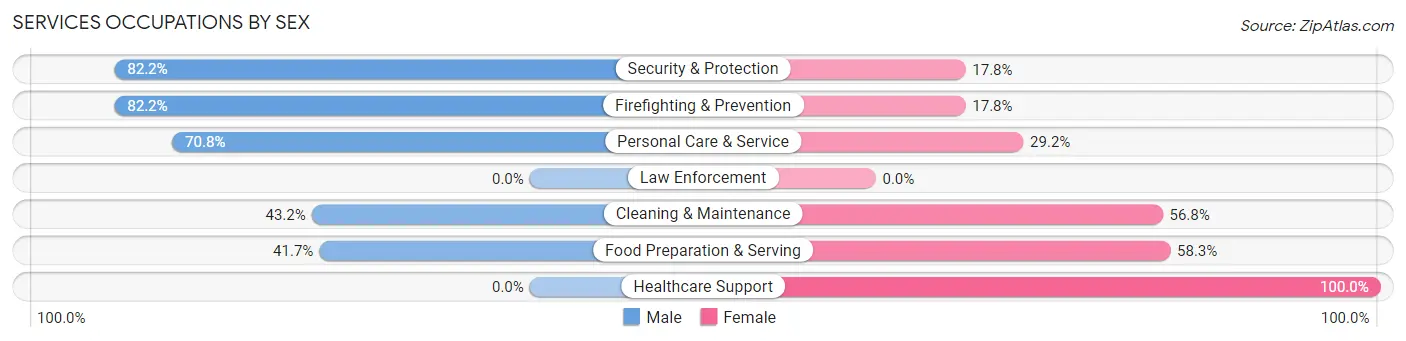 Services Occupations by Sex in Zip Code 82190