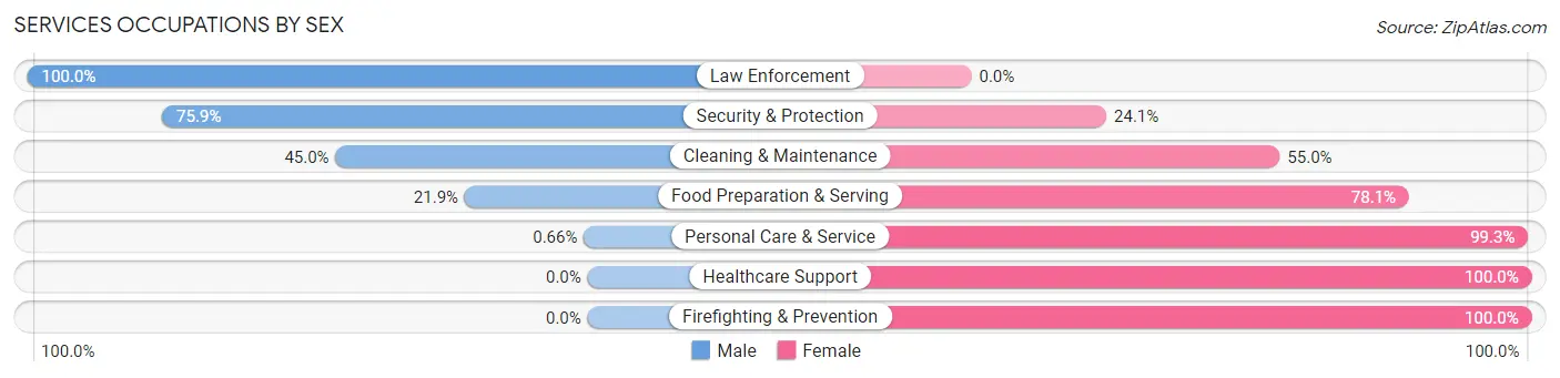 Services Occupations by Sex in Zip Code 82240