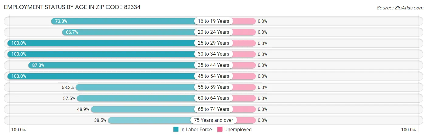 Employment Status by Age in Zip Code 82334