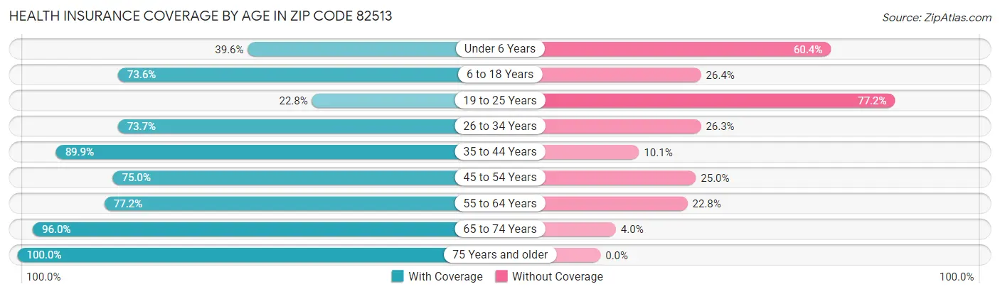 Health Insurance Coverage by Age in Zip Code 82513