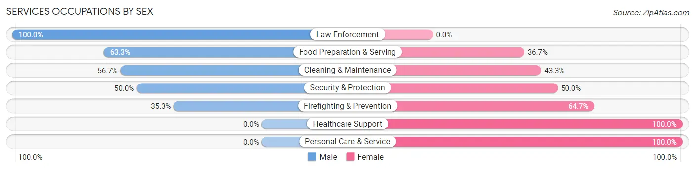 Services Occupations by Sex in Zip Code 83113