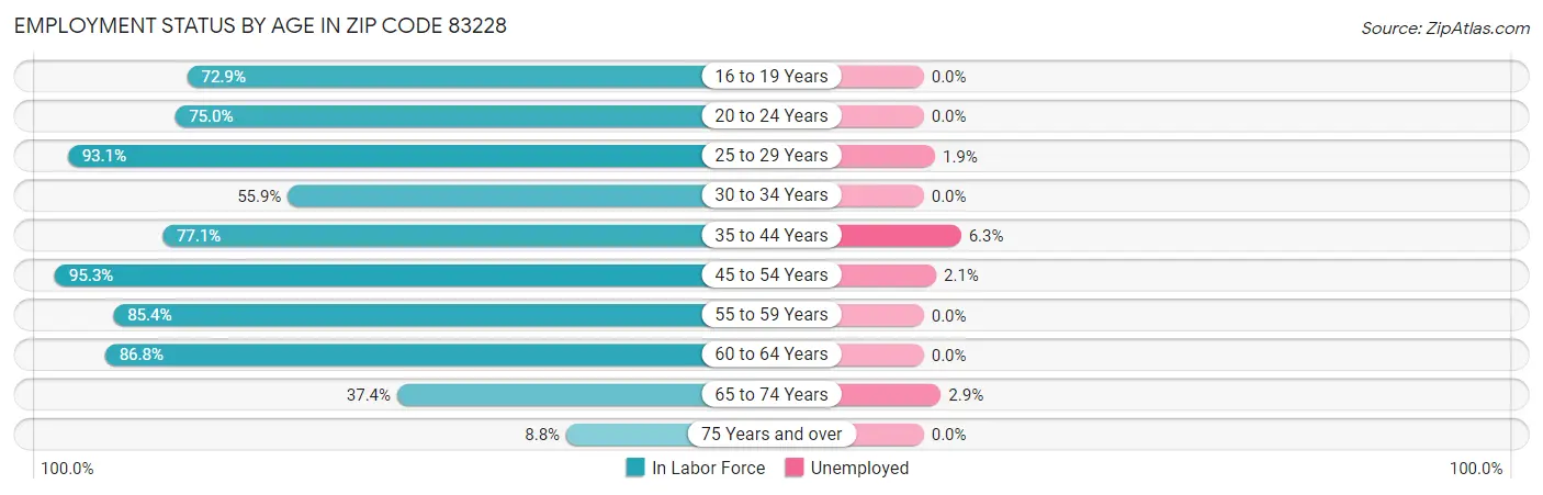 Employment Status by Age in Zip Code 83228