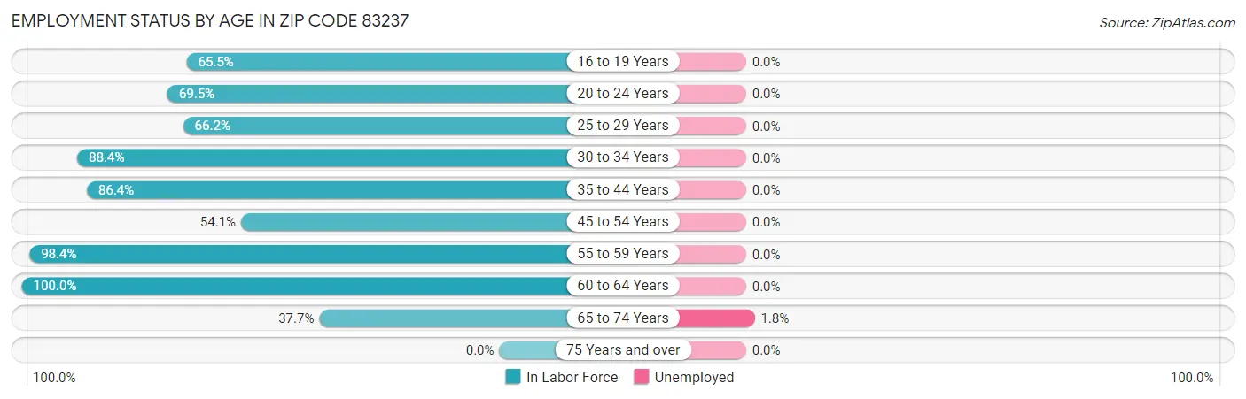 Employment Status by Age in Zip Code 83237