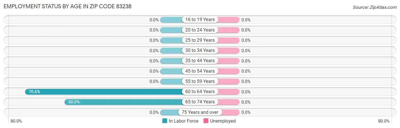 Employment Status by Age in Zip Code 83238