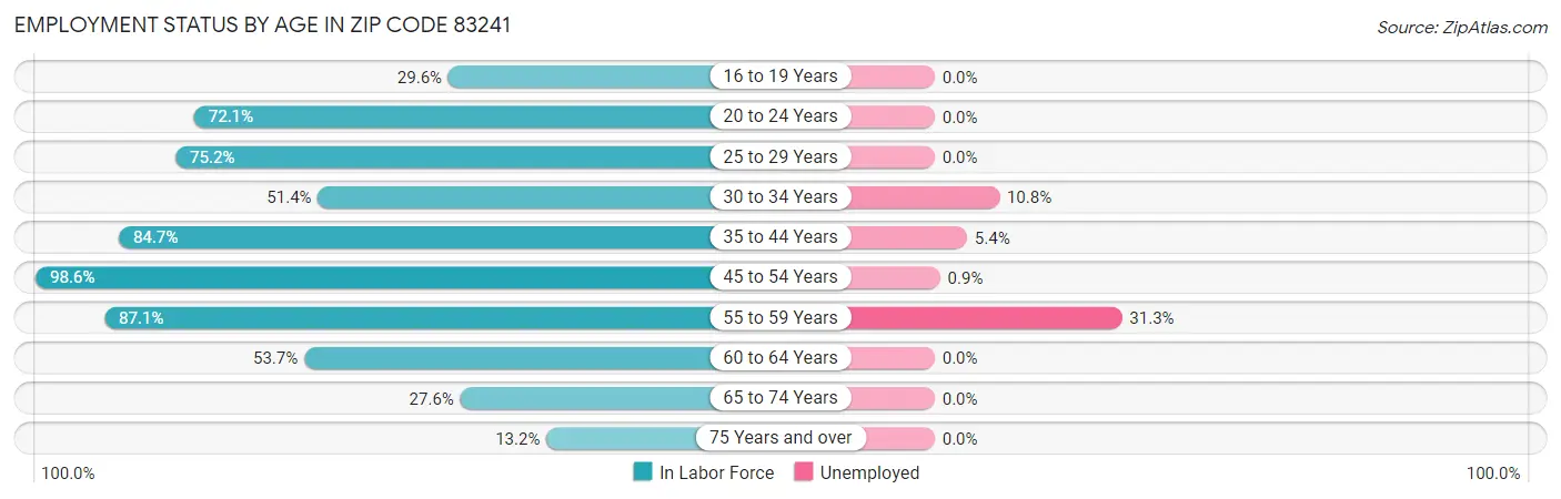 Employment Status by Age in Zip Code 83241