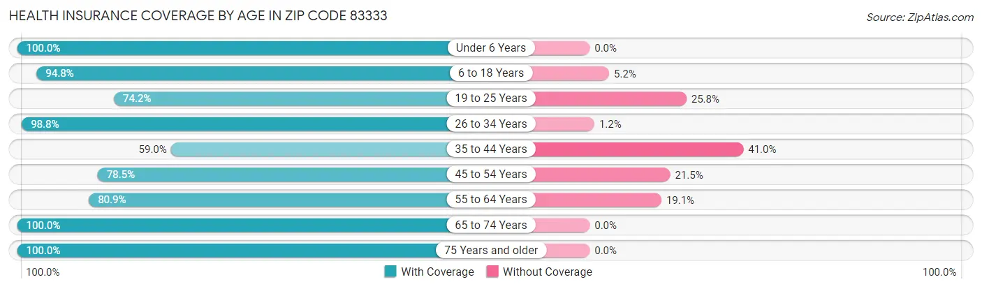 Health Insurance Coverage by Age in Zip Code 83333