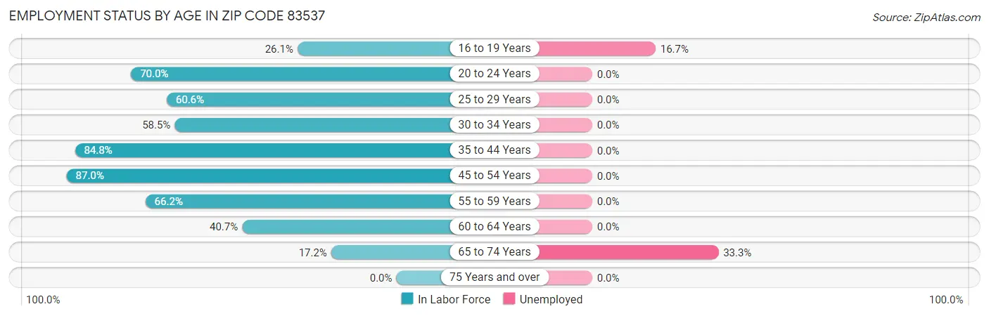 Employment Status by Age in Zip Code 83537