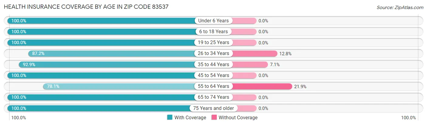 Health Insurance Coverage by Age in Zip Code 83537