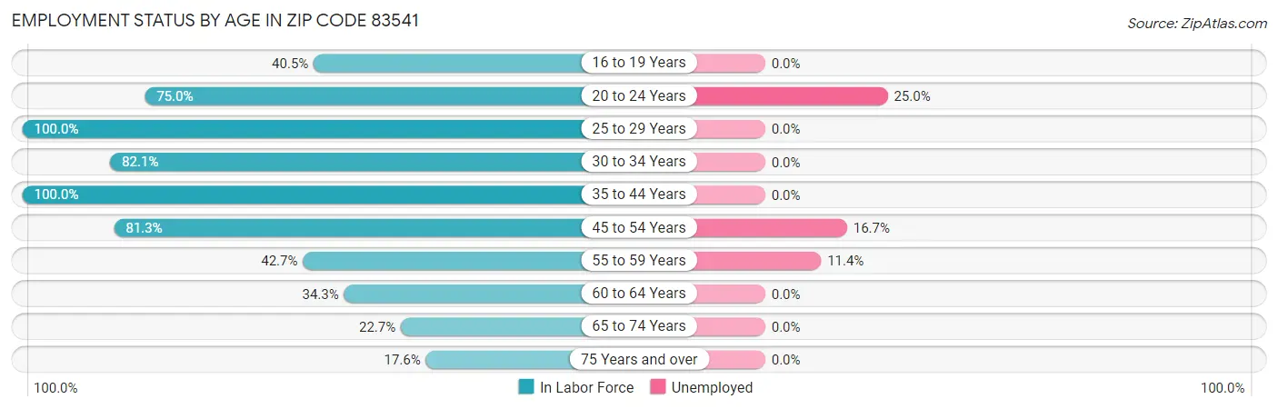 Employment Status by Age in Zip Code 83541