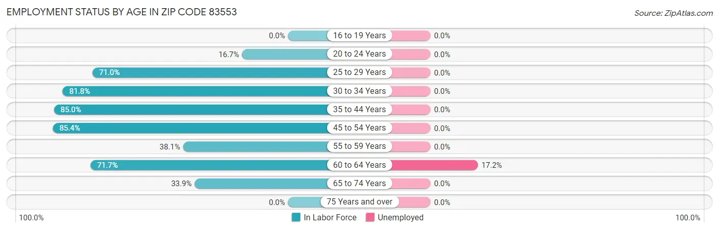 Employment Status by Age in Zip Code 83553
