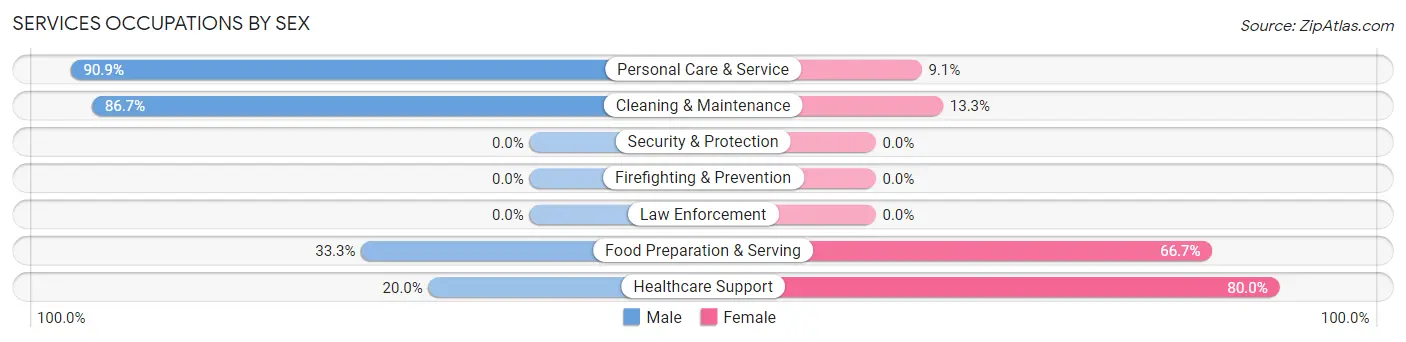 Services Occupations by Sex in Zip Code 83629