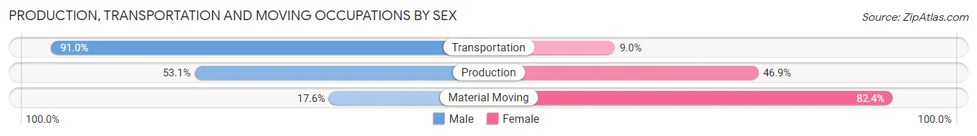Production, Transportation and Moving Occupations by Sex in Zip Code 83641