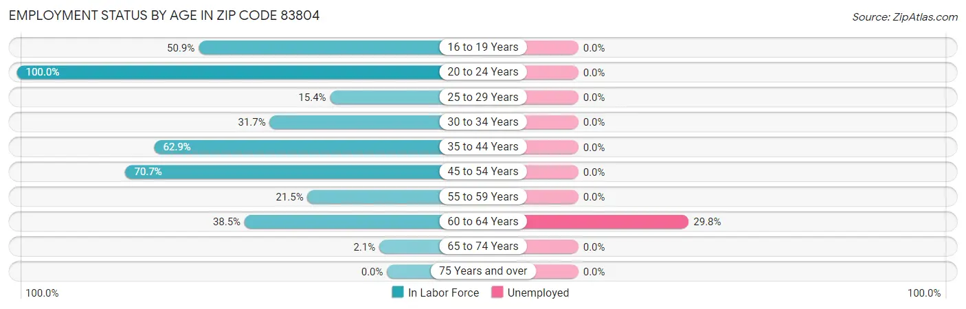 Employment Status by Age in Zip Code 83804