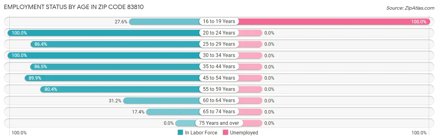 Employment Status by Age in Zip Code 83810