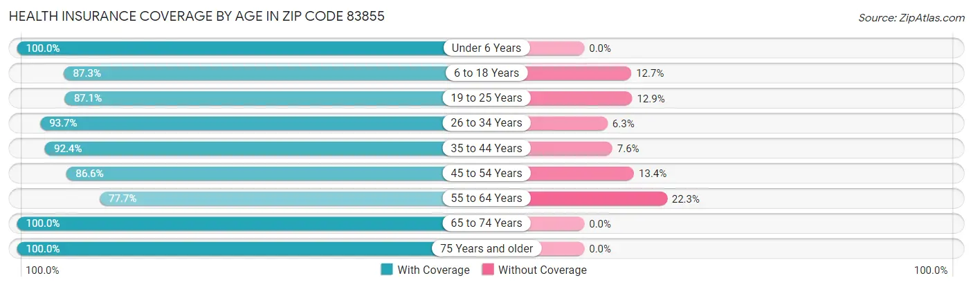 Health Insurance Coverage by Age in Zip Code 83855