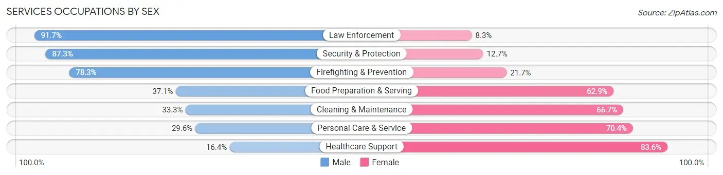 Services Occupations by Sex in Zip Code 83861