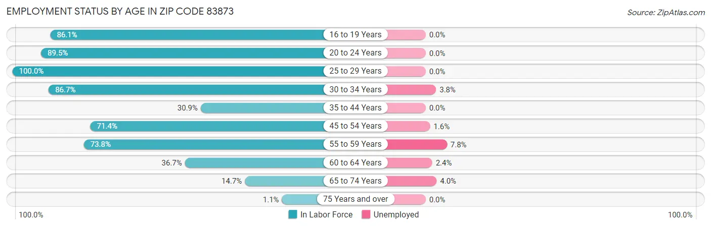 Employment Status by Age in Zip Code 83873