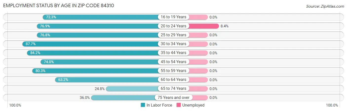 Employment Status by Age in Zip Code 84310