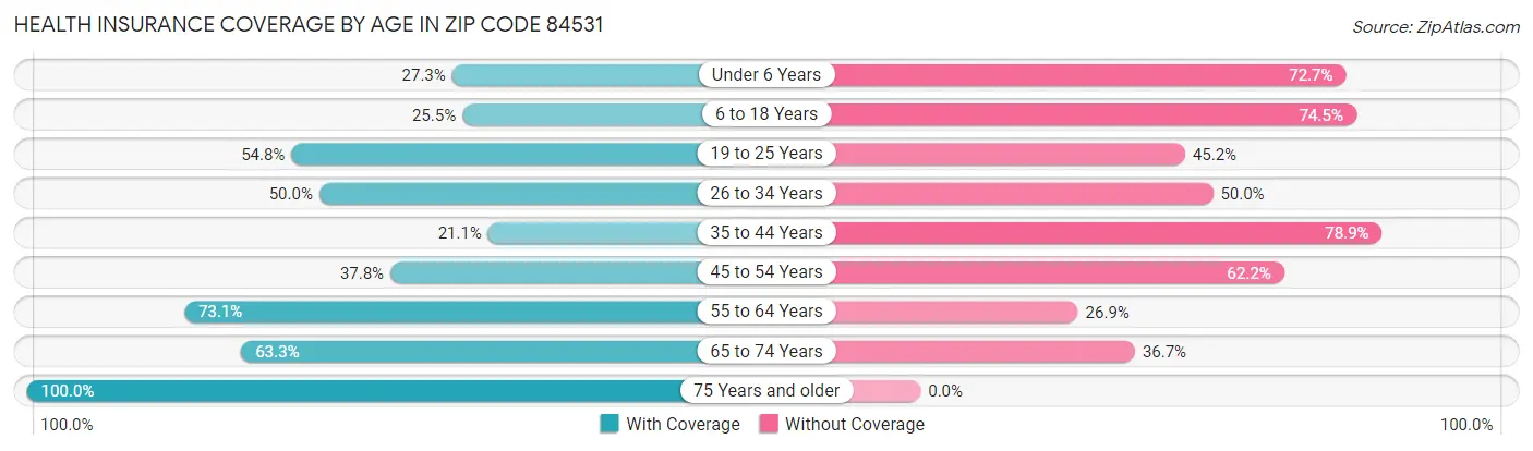 Health Insurance Coverage by Age in Zip Code 84531