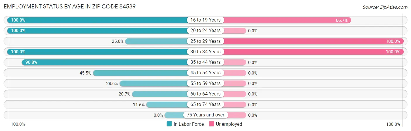 Employment Status by Age in Zip Code 84539