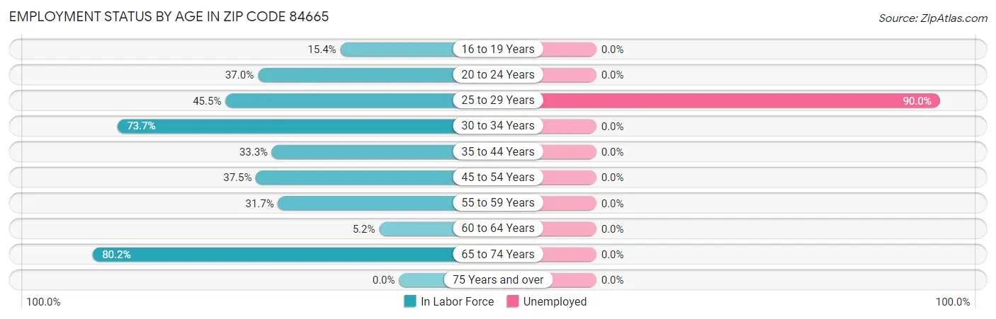 Employment Status by Age in Zip Code 84665