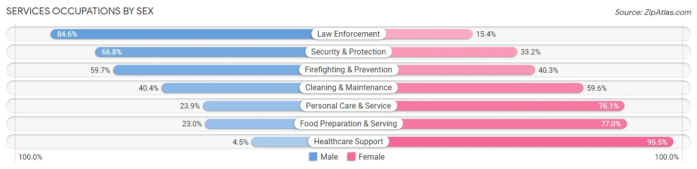 Services Occupations by Sex in Zip Code 84721