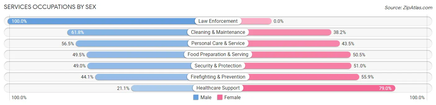 Services Occupations by Sex in Zip Code 85006