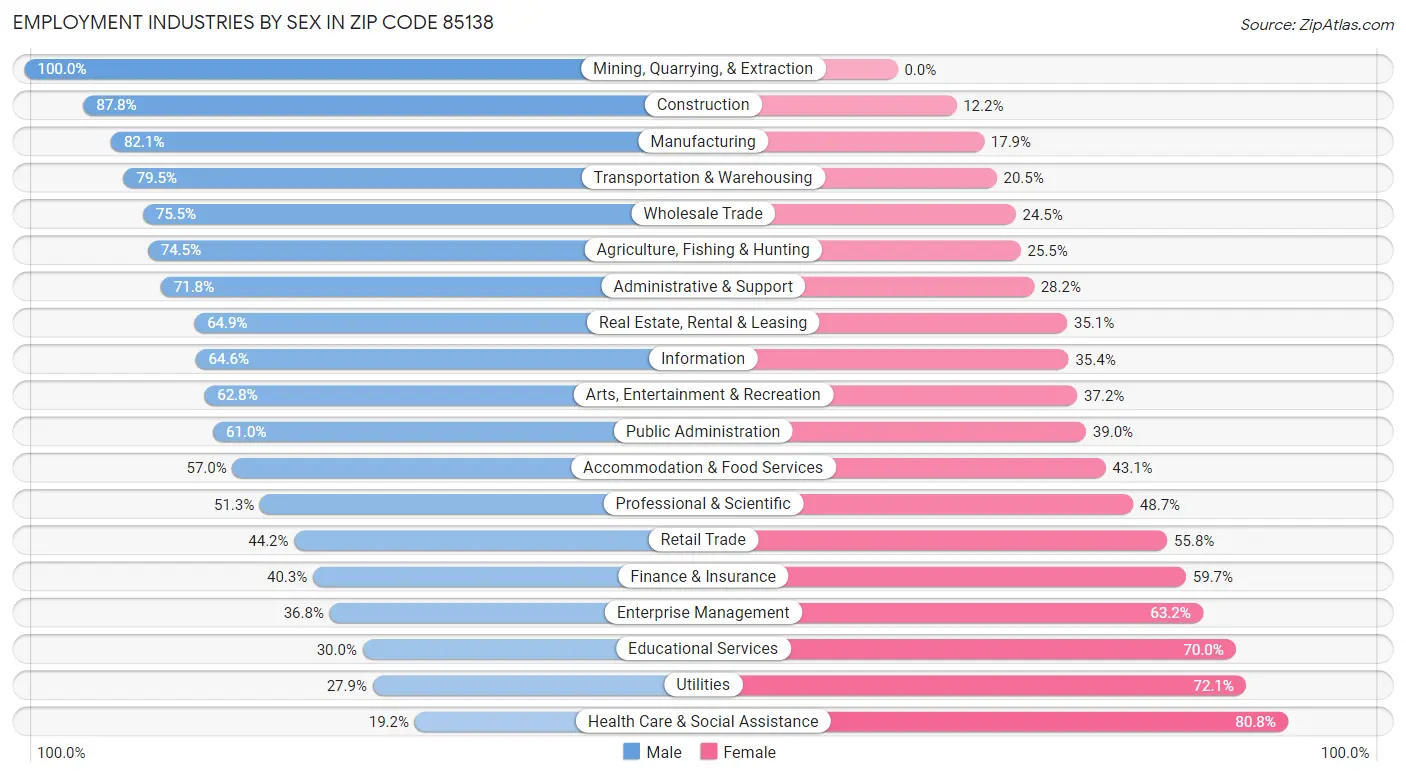 Employment Industries by Sex in Zip Code 85138