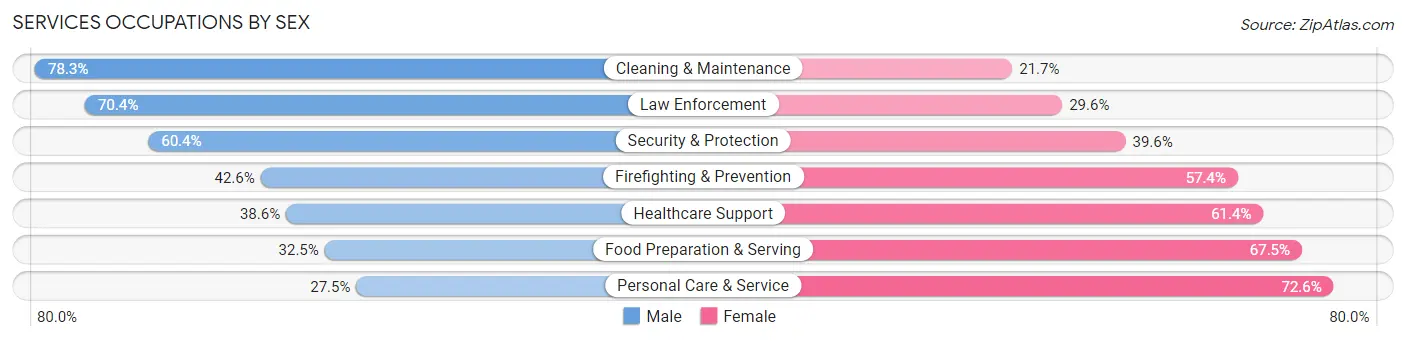 Services Occupations by Sex in Zip Code 85140