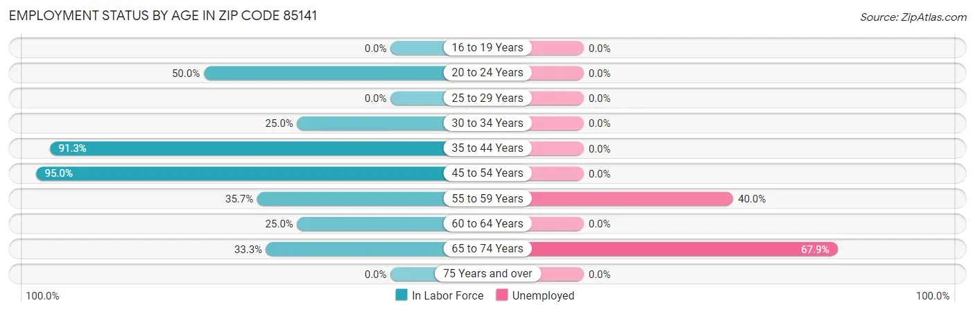 Employment Status by Age in Zip Code 85141