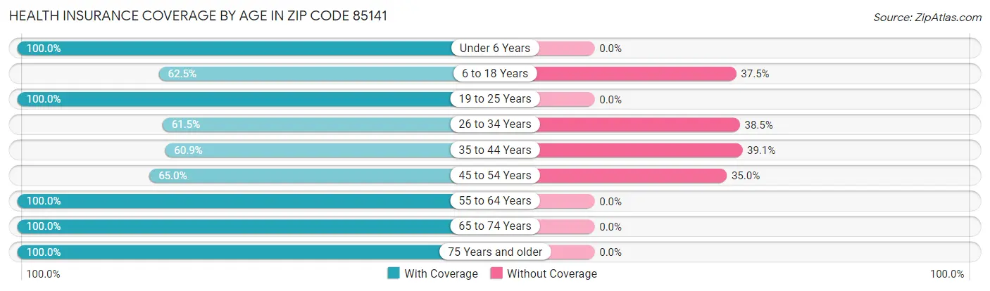 Health Insurance Coverage by Age in Zip Code 85141