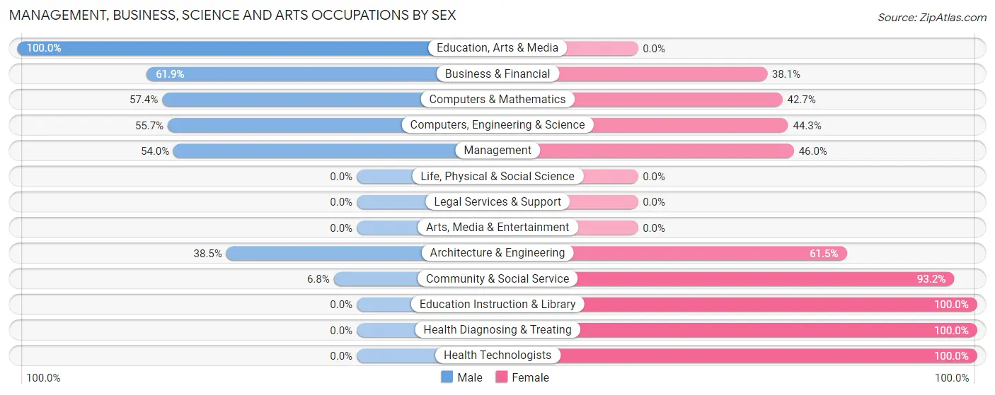 Management, Business, Science and Arts Occupations by Sex in Zip Code 85145
