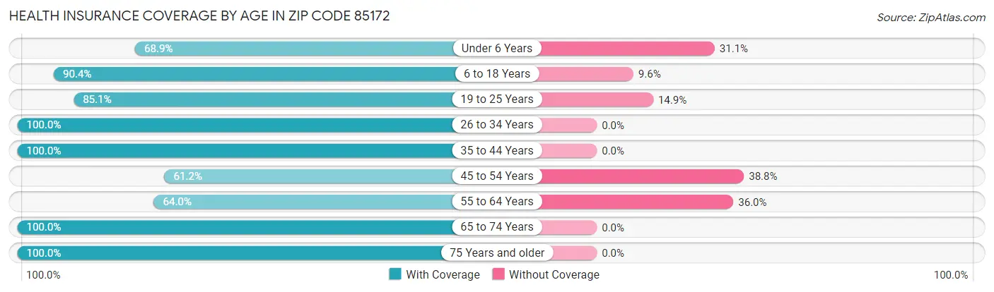 Health Insurance Coverage by Age in Zip Code 85172