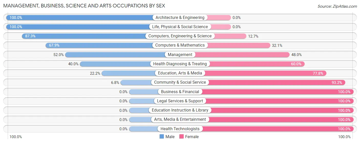 Management, Business, Science and Arts Occupations by Sex in Zip Code 85173