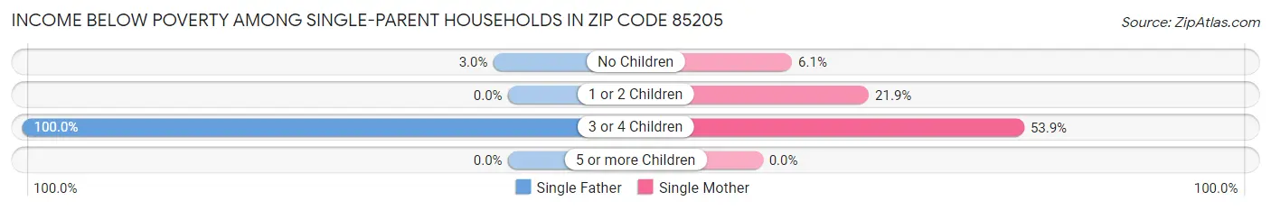 Income Below Poverty Among Single-Parent Households in Zip Code 85205