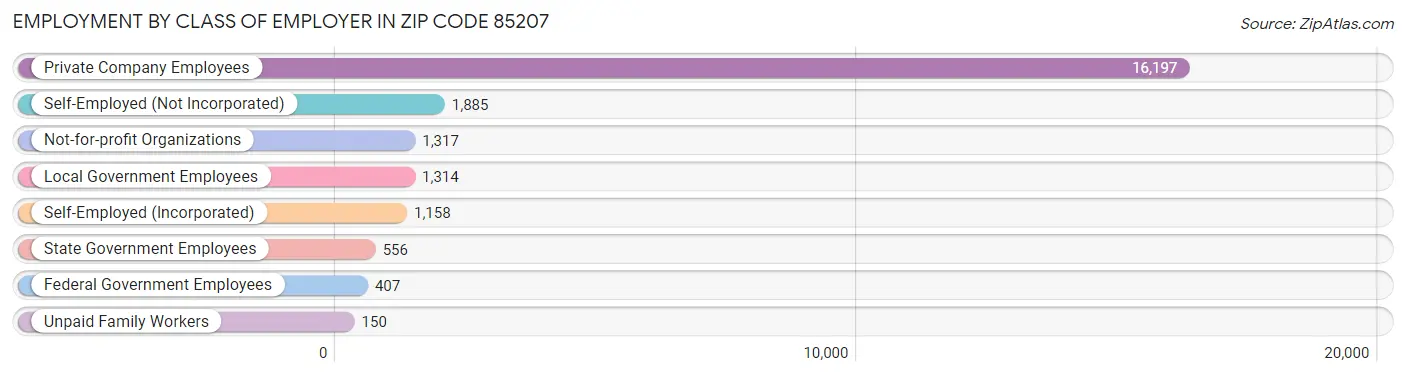 Employment by Class of Employer in Zip Code 85207