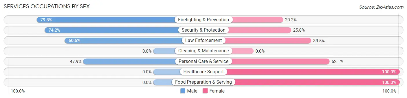 Services Occupations by Sex in Zip Code 85262