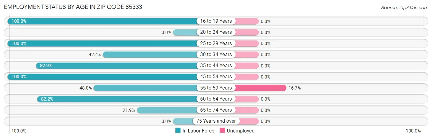Employment Status by Age in Zip Code 85333