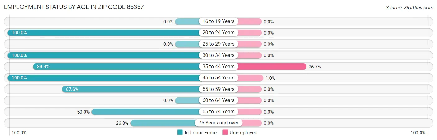 Employment Status by Age in Zip Code 85357