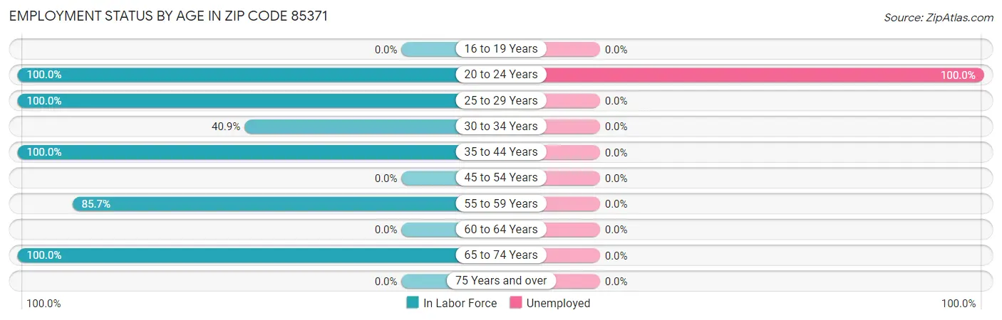 Employment Status by Age in Zip Code 85371