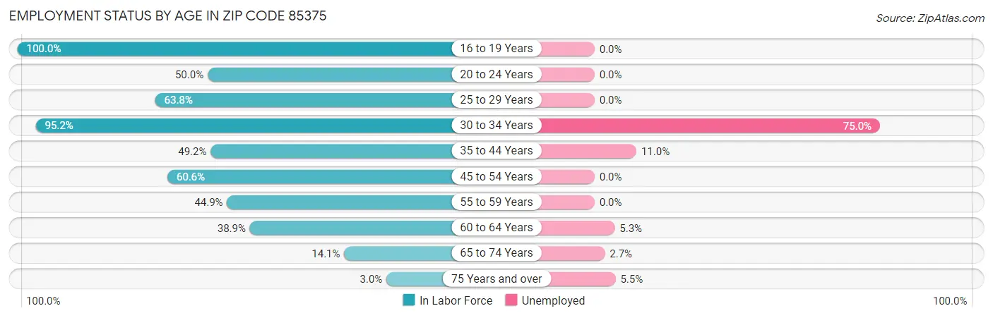 Employment Status by Age in Zip Code 85375